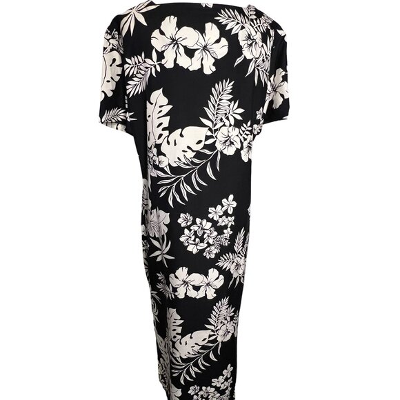 Mark Fore & Strike Women's Black & White Floral Silk Dress Size L Maxi - Picture 5 of 12